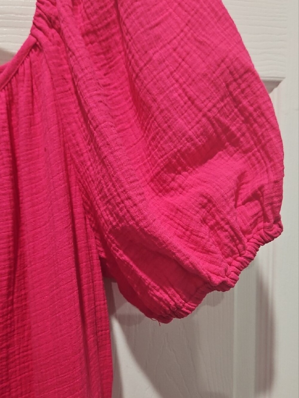 Universal Thread Hot Pink Puff-Sleeve Tiered Dress - Picture 5 of 11